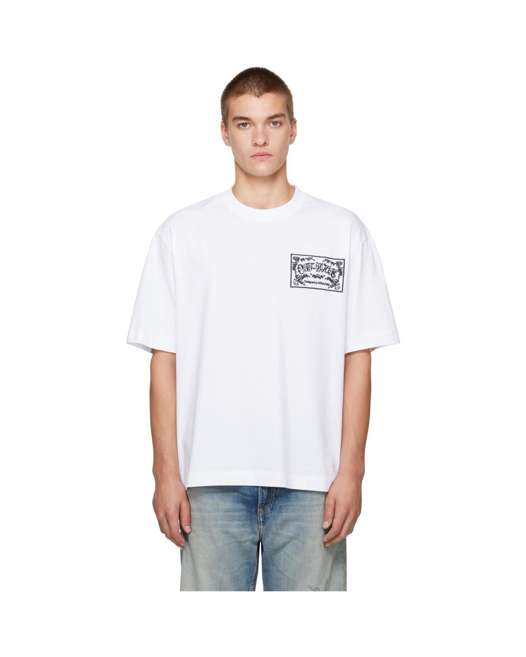 Off-White c/o Virgil Abloh White Paisley Label Skate S/S T-Shirt for men