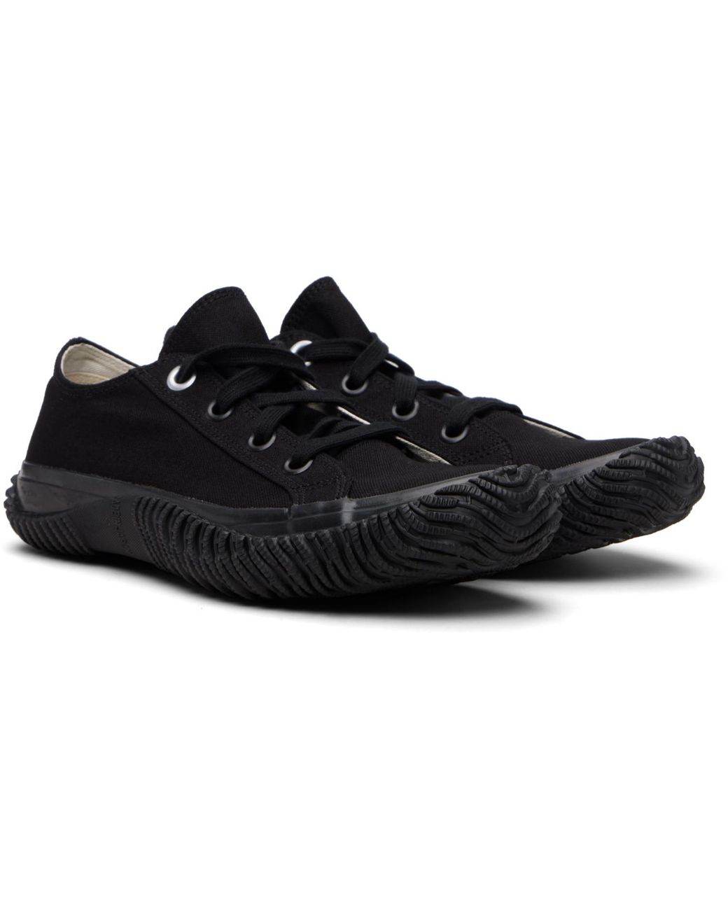 Y's Yohji Yamamoto Black Cotton Canvas Low-Top Sneakers