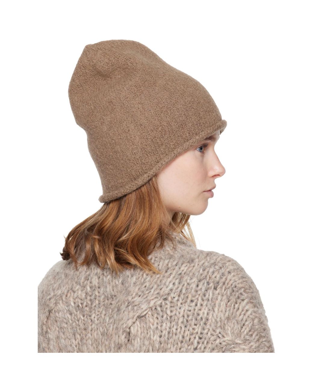 Lauren Manoogian Brown Taupe Crown Beanie