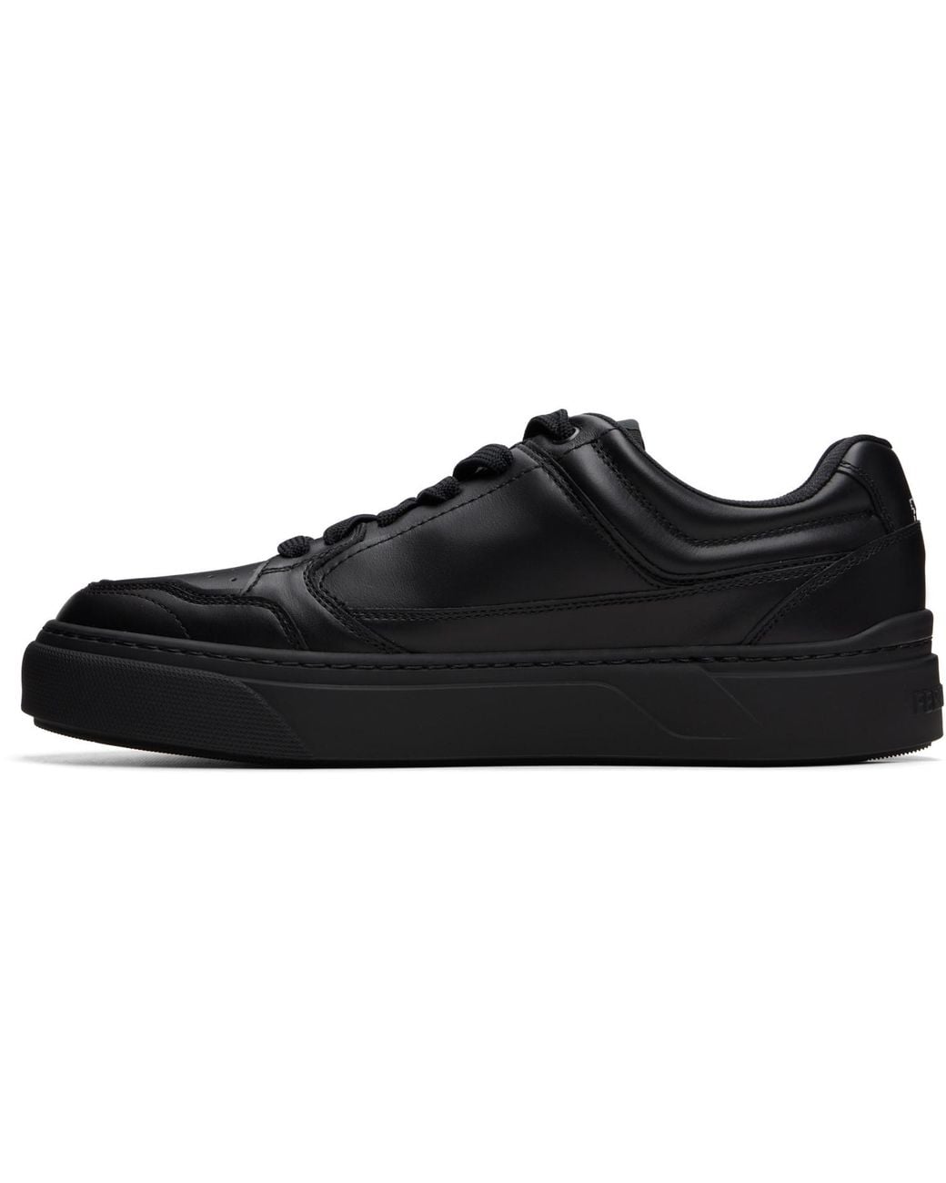 Ferragamo Black Gancini Leather Sneakers for men
