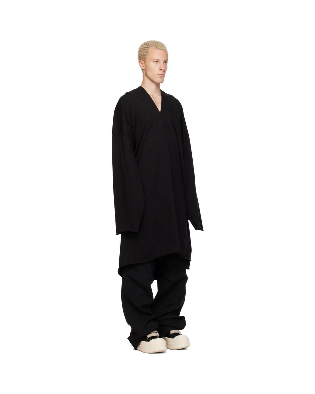 Rick Owens Black Tower Ls Kaftan Hoodie for men