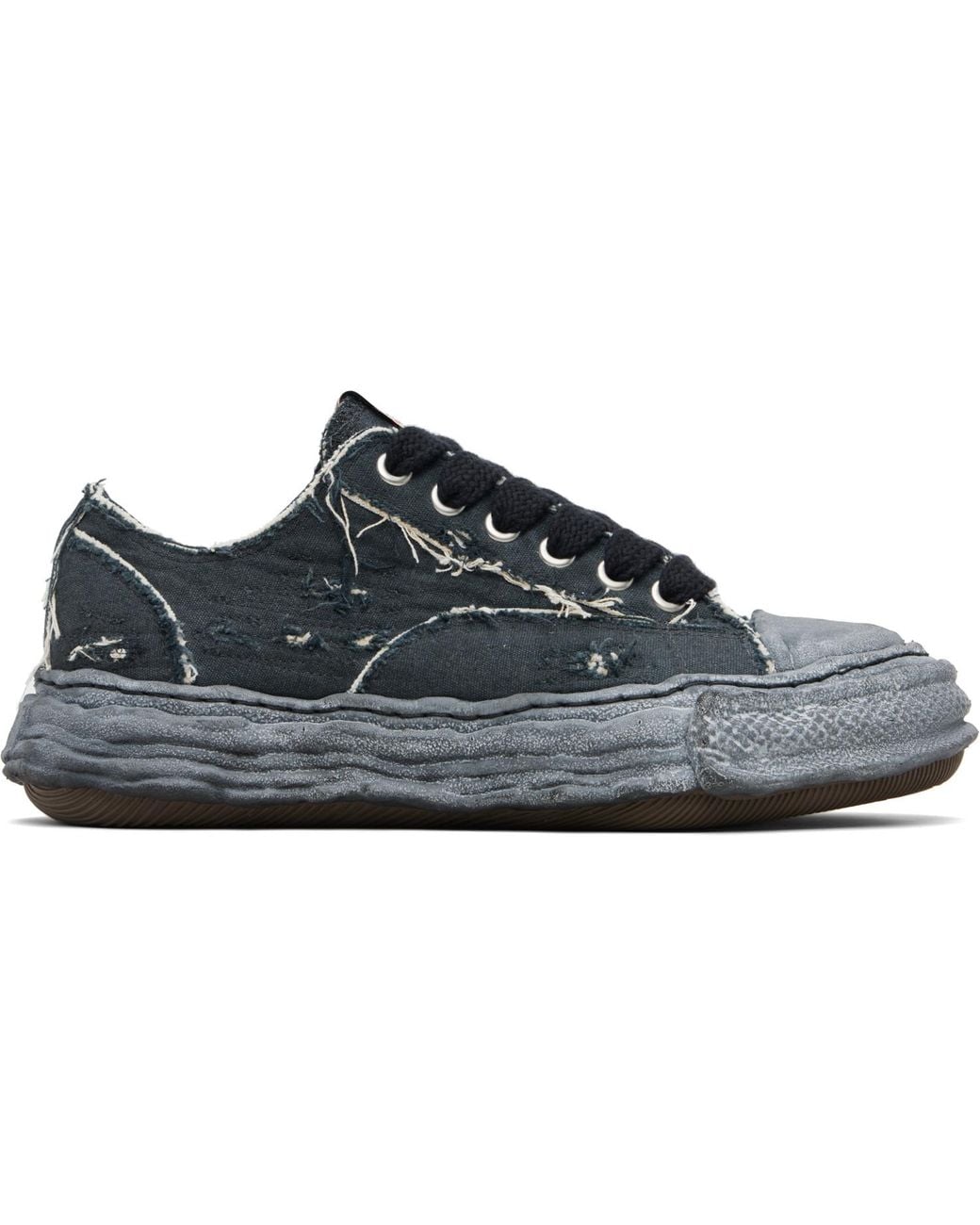 Maison Mihara Yasuhiro Black 'Peterson23' Og Sole Ripped Overdye Canvas Sneakers for men