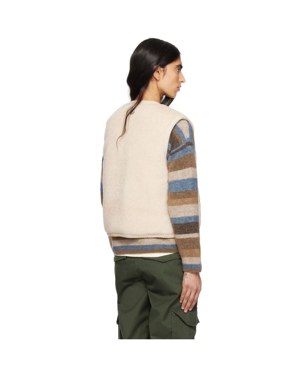 Moncler Natural Mimosas Braided Trim Teddy Down Vest