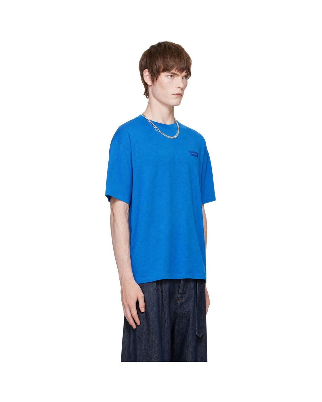 Givenchy Blue Cotton Patch T-Shirt for men