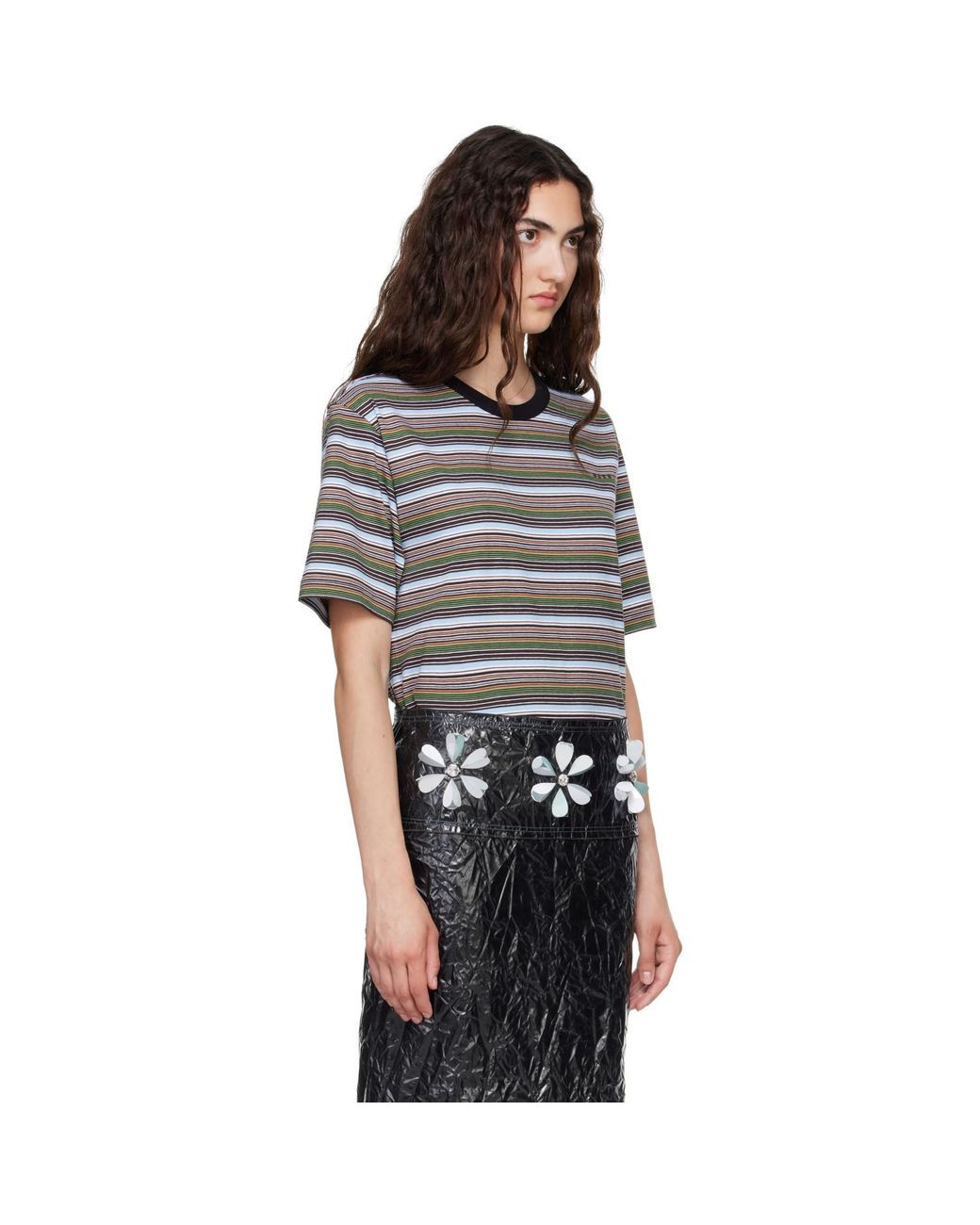 Marni Black Striped Cotton T-Shirt