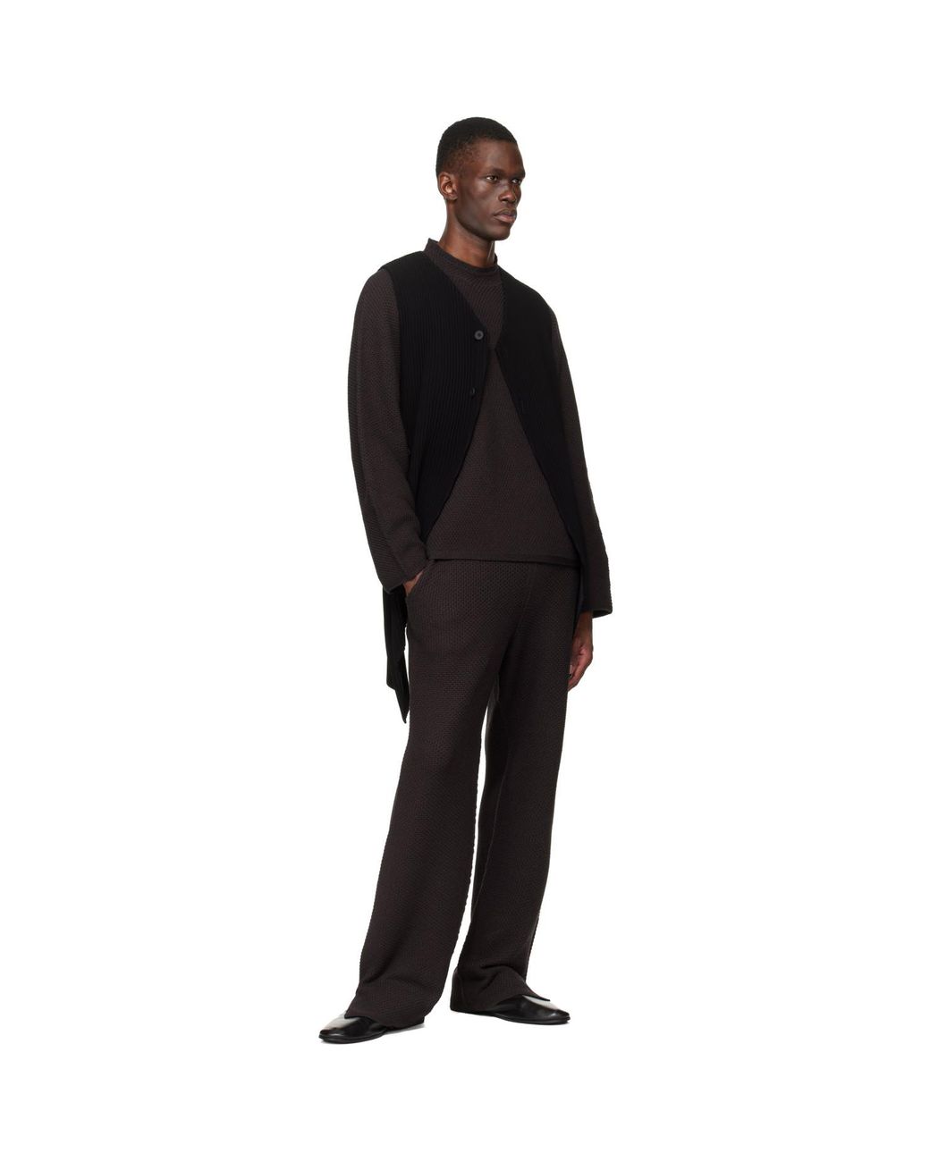Homme Plissé Issey Miyake Black Tuxedo Pleats Vest for men
