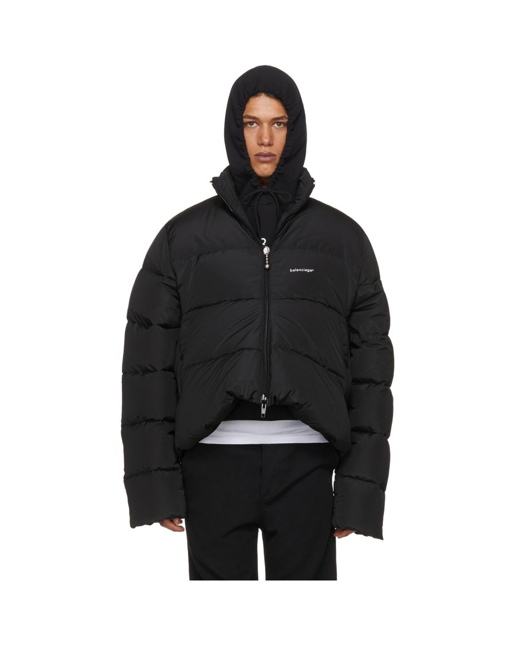 Balenciaga Black Down C-shape Jacket for Men | Lyst