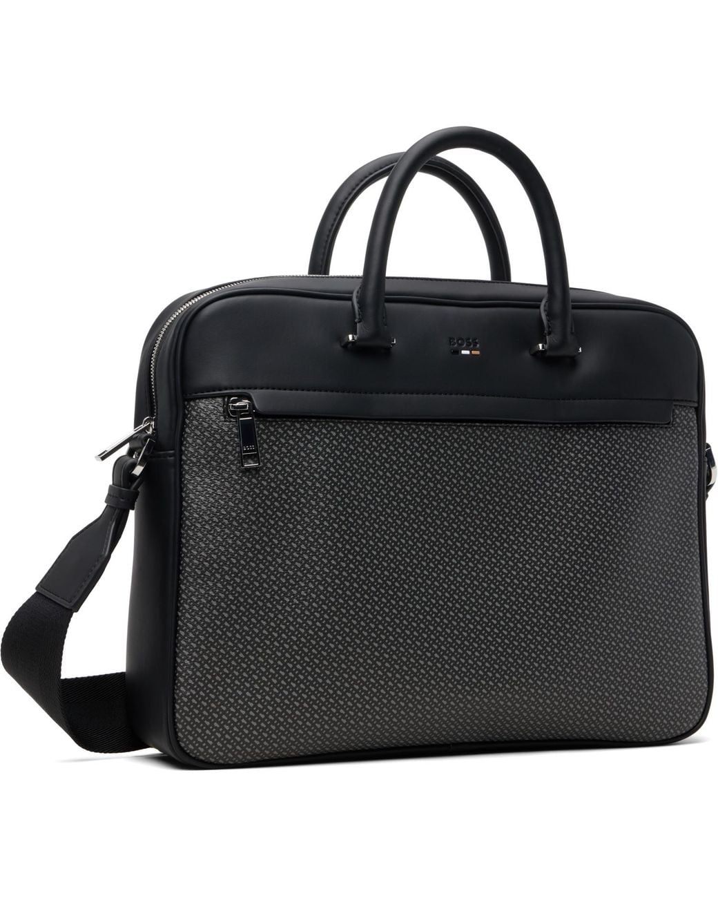 Boss Black B Monogram Signature Stripe Briefcase for men