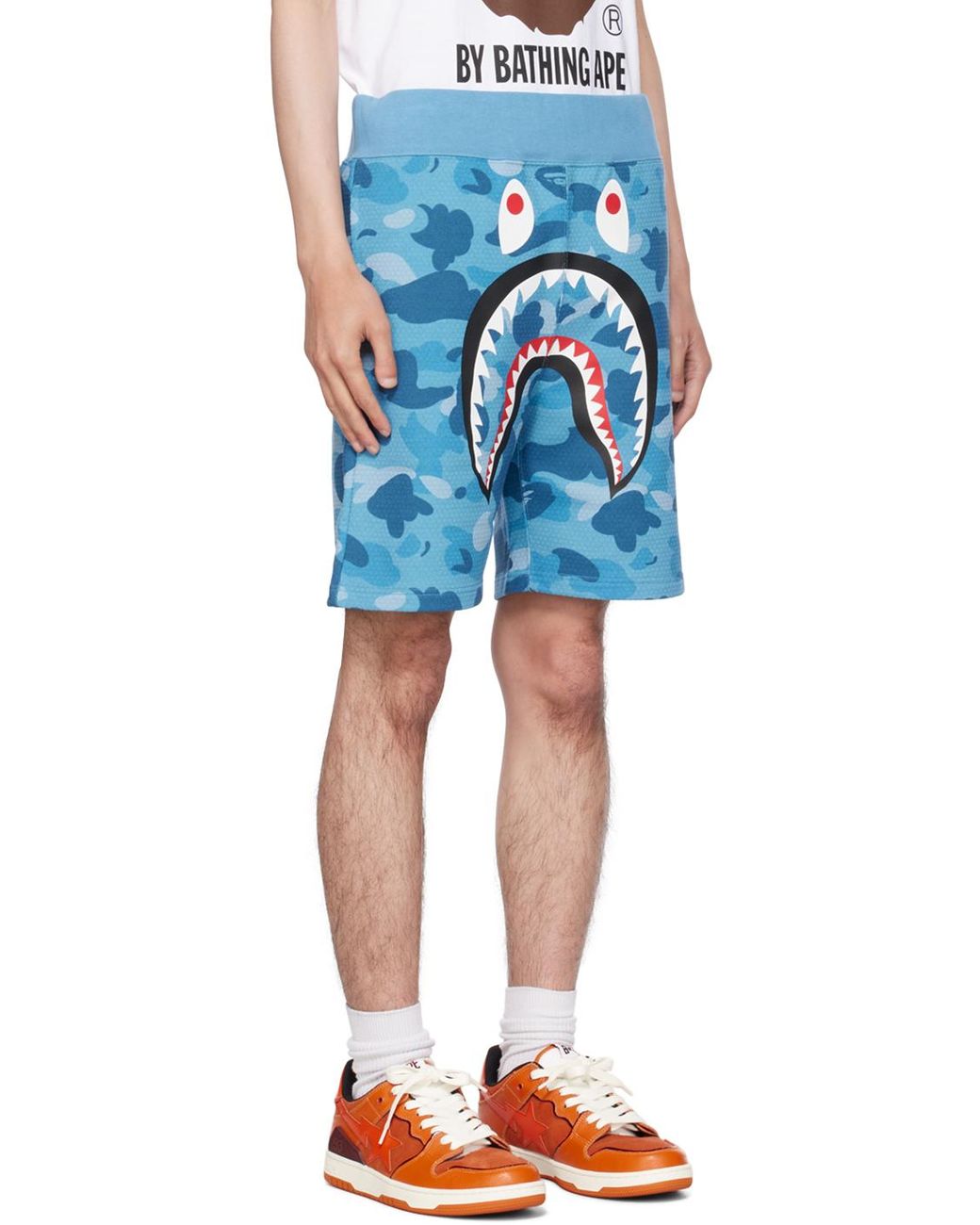 BAPE Gray Honeycomb Camo Shark Shorts A Bathing Ape