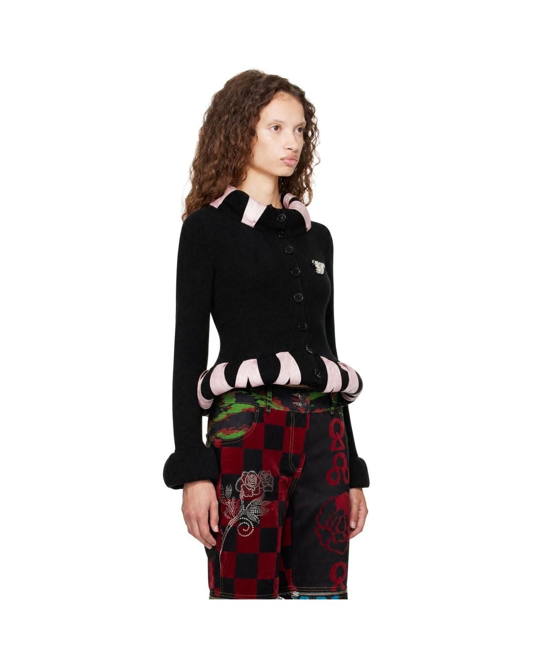 Chopova Lowena Black Cribbage Cross Cardigan