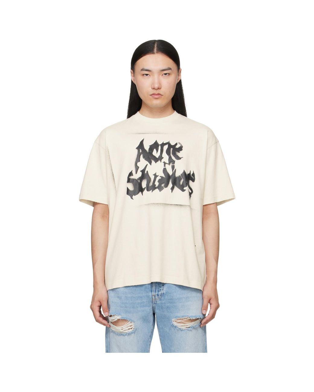 Acne Multicolor Off- Gothic Logo T-Shirt for men