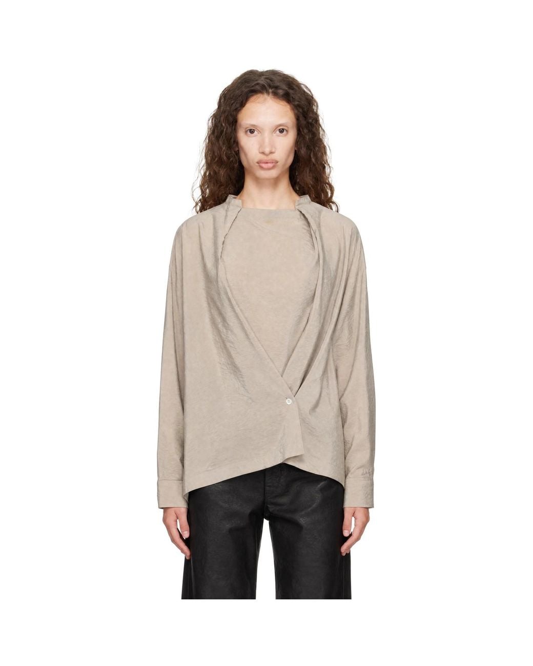 Lemaire Natural Taupe Twisted Blouse