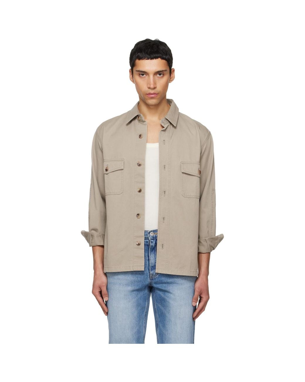 TONYWACK Black Washed Cotton Twill Overshirt for men