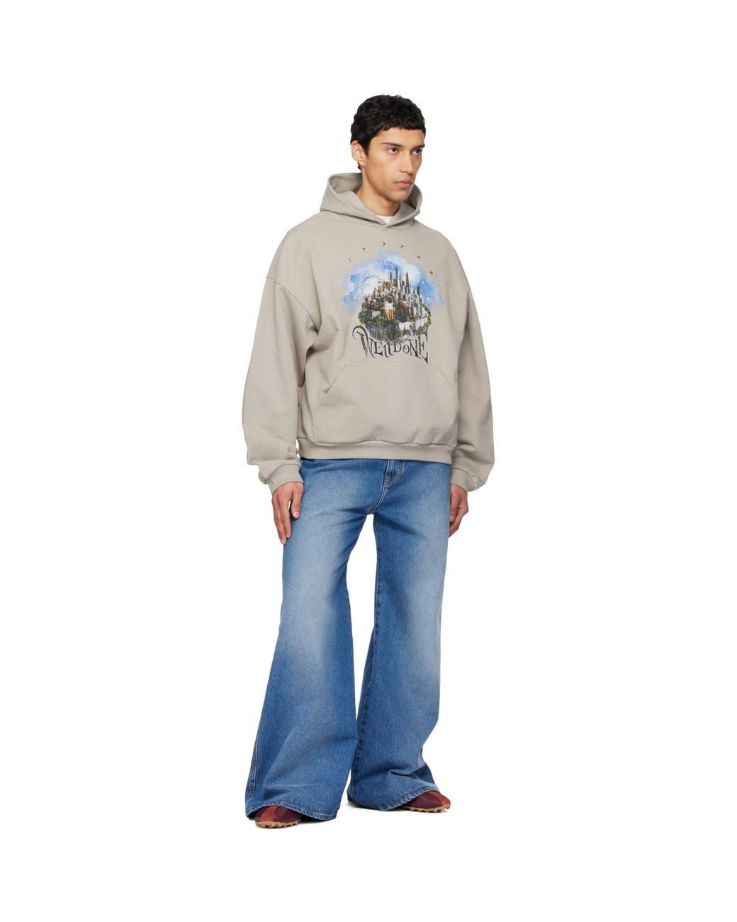 we11done Gray City Hoodie for men