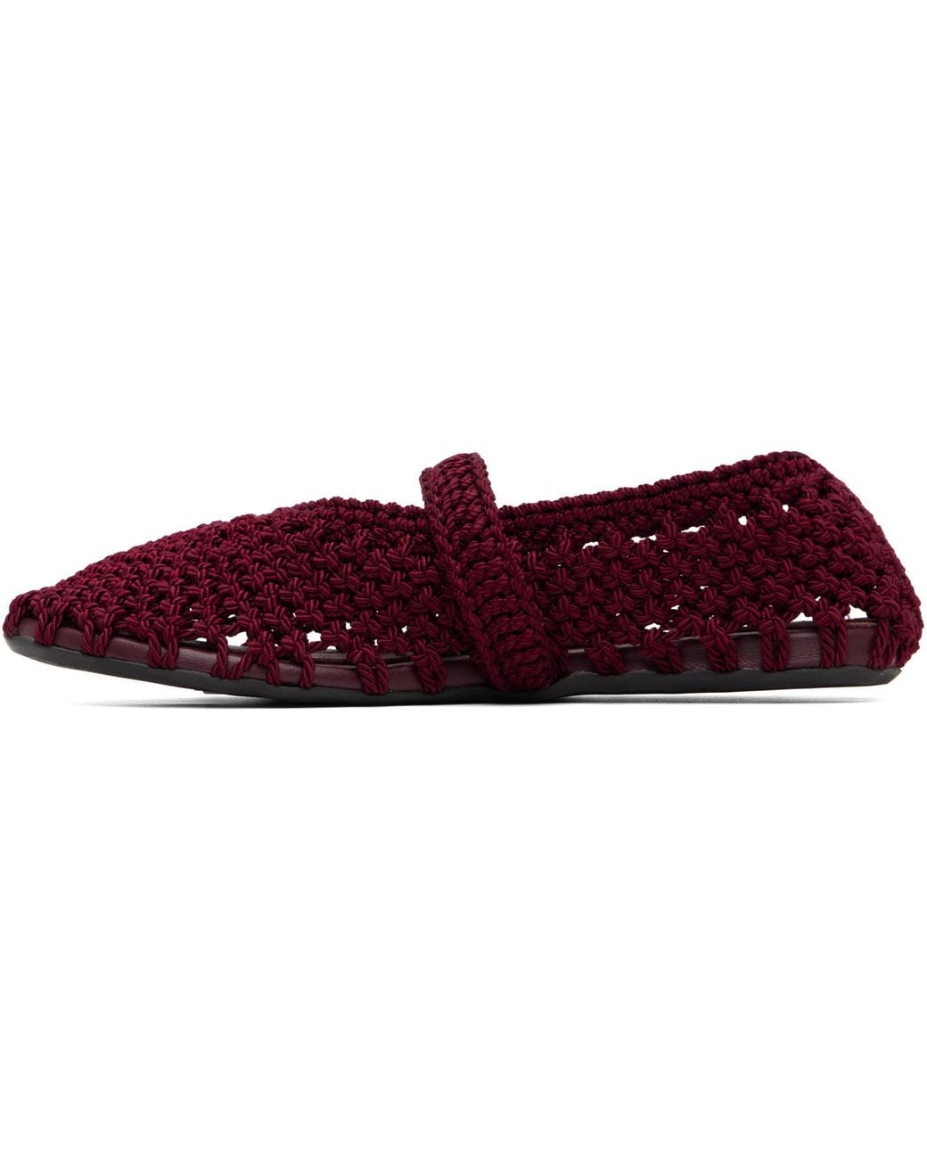 Alaïa Red Burgundy Satin Cord Ballerina Flats