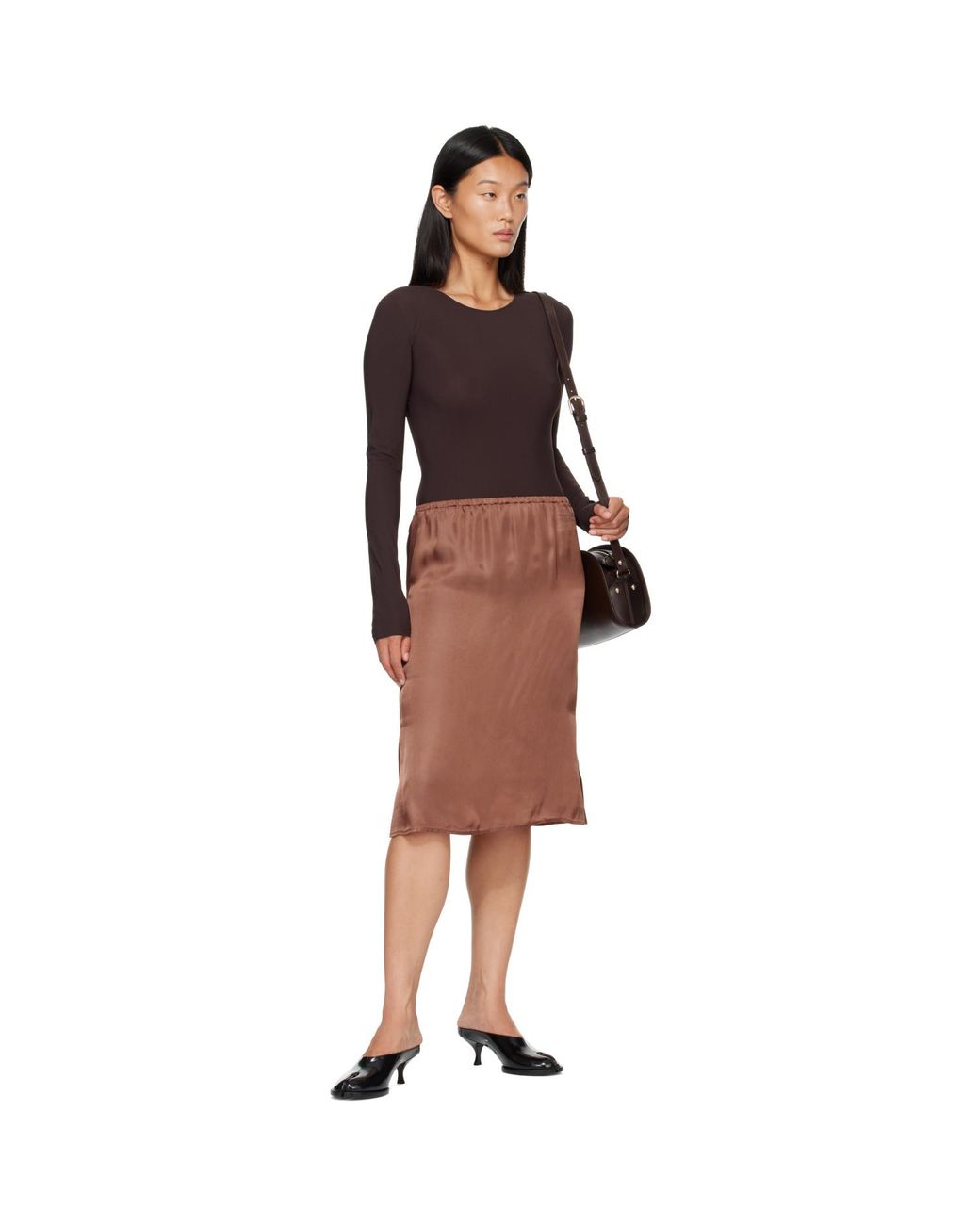 MM6 by Maison Margiela Brown Lycra Jersey Bodysuit