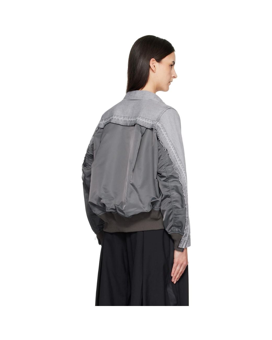 Sacai Gray Nylon Twill X Denim Jacket