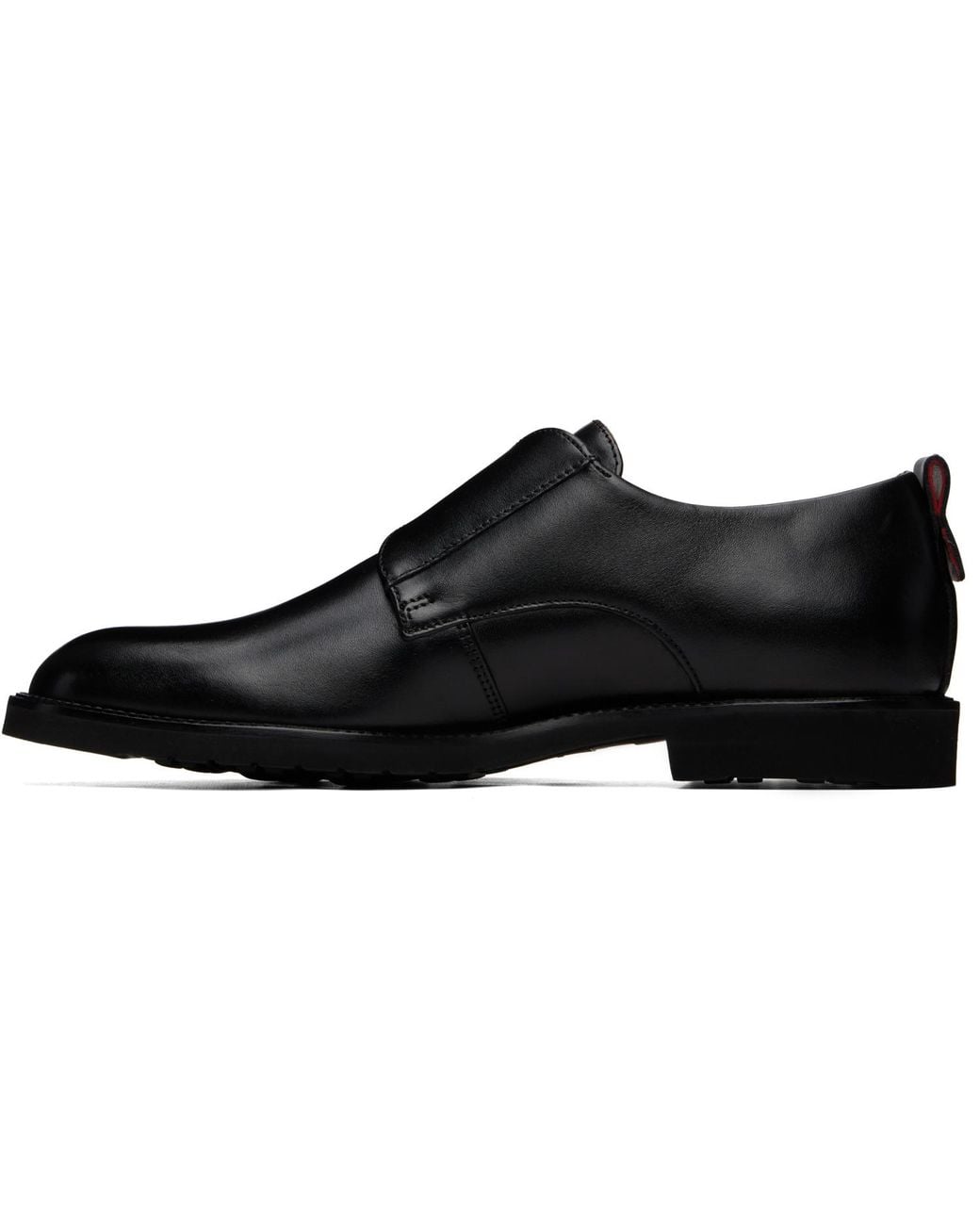 HUGO Black Leather Brogue Details Monkstraps for men