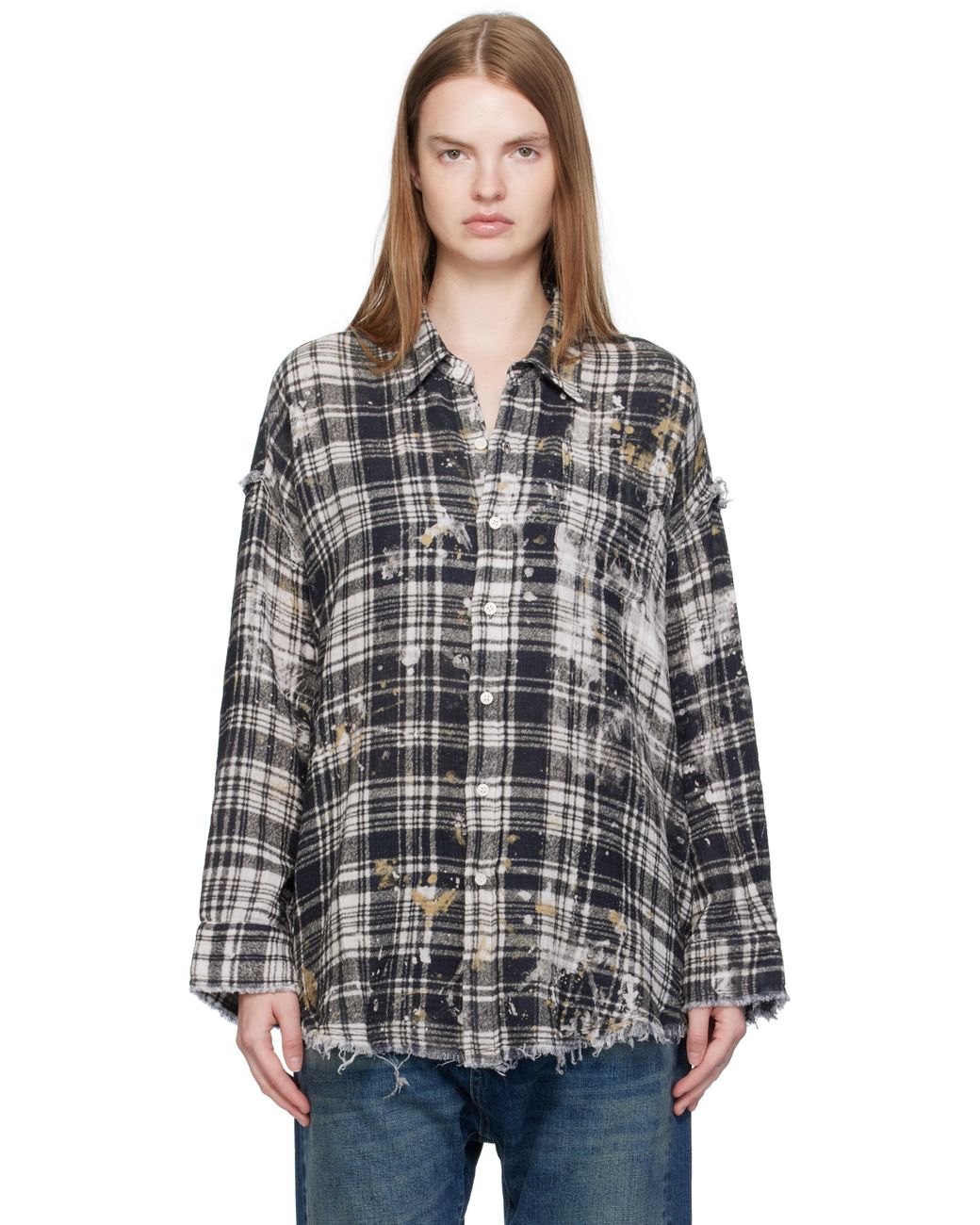 R13 Off- Shredded Seam Drop Neck Shirt in Black | Lyst