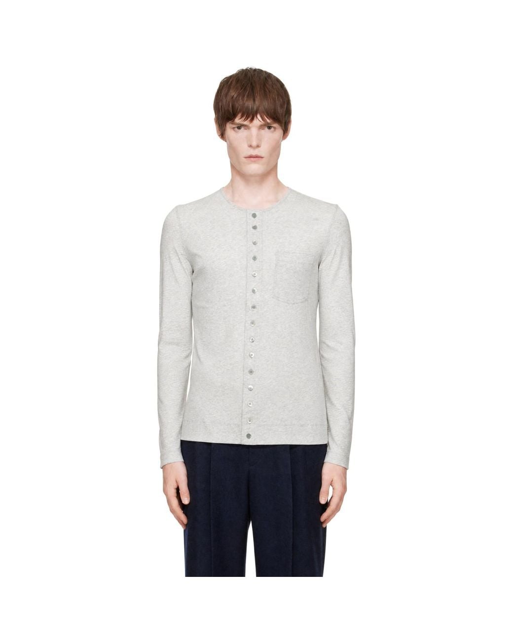 Dries Van Noten Gray Fitted Jersey Cardigan for men