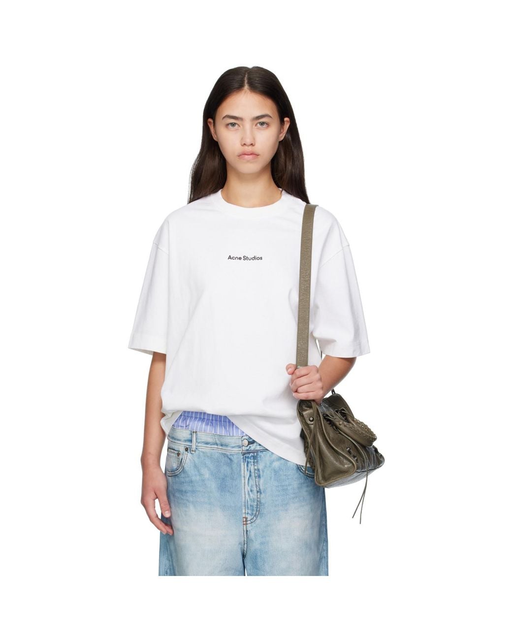 Acne White Stamp Logo T-Shirt