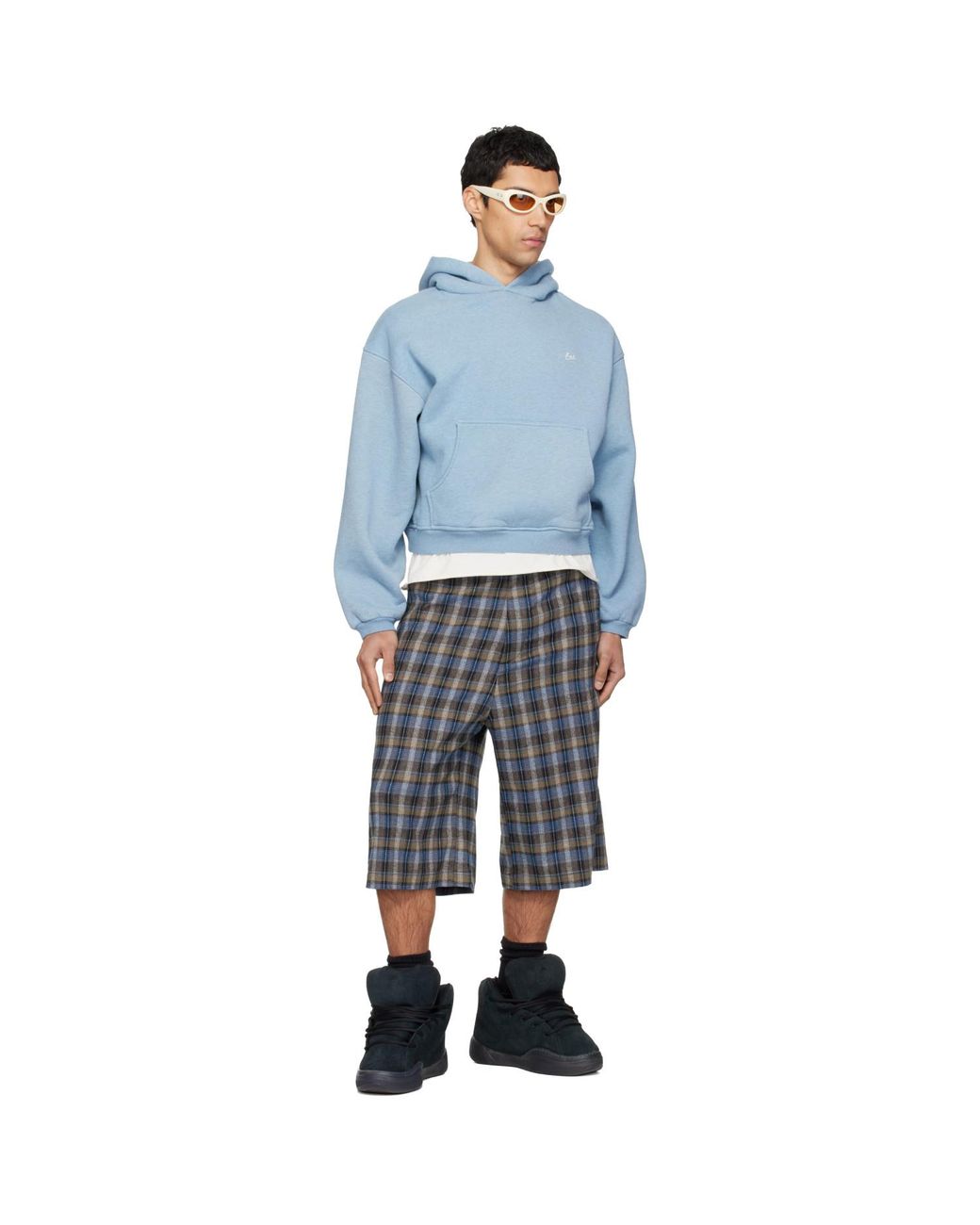 ERL Black Check Shorts for men