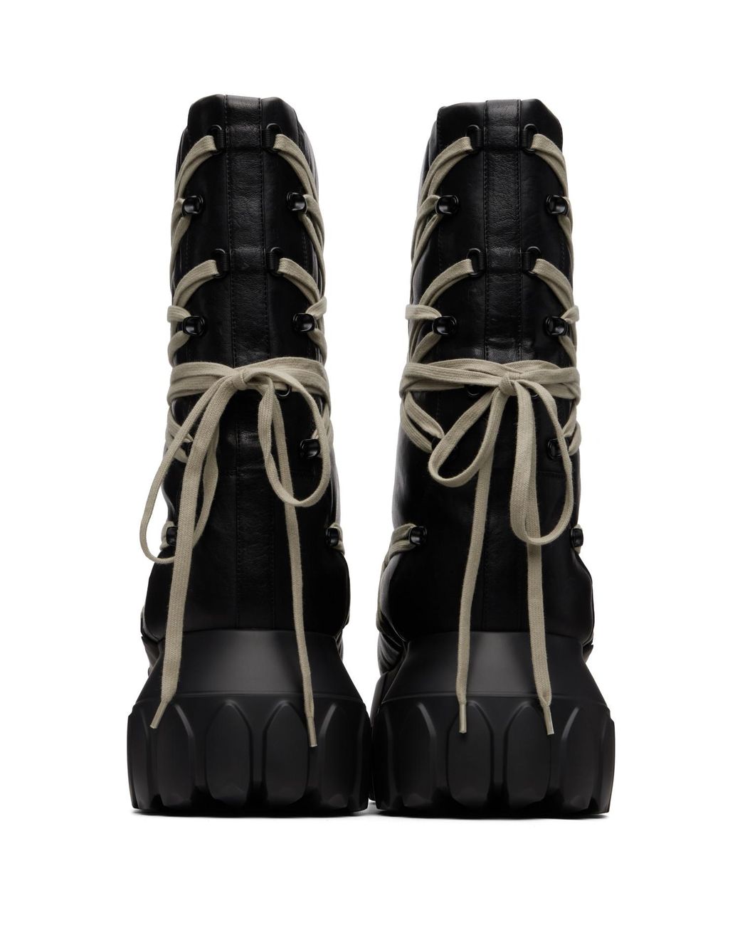 Rick Owens Black Tower Megalace Tractor Boots for men