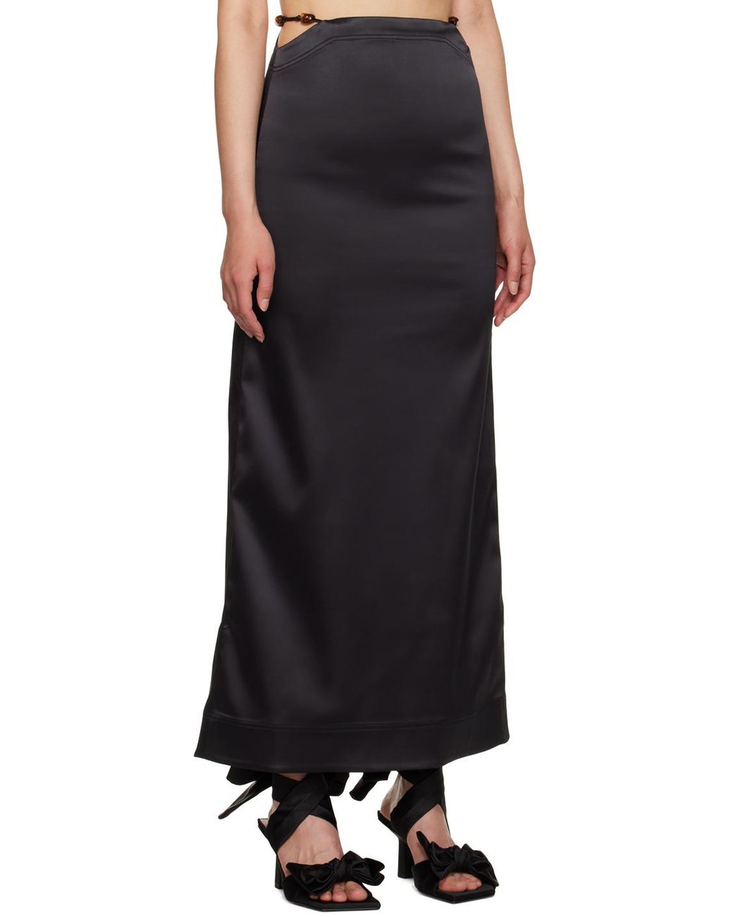 Jupe longue noire à perles Ganni en coloris Black