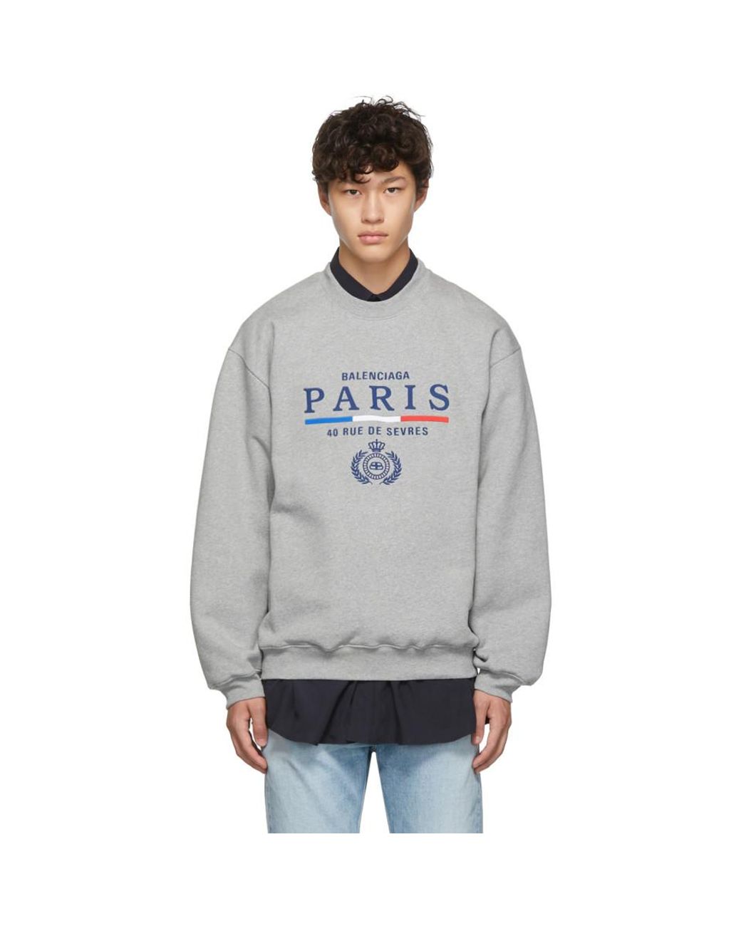 Balenciaga Grey Paris Flag Sweatshirt in Grey for Men | Lyst UK