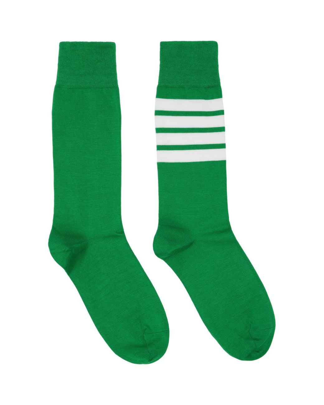 Thom Browne Green Cotton 4-Bar Mid Calf Socks