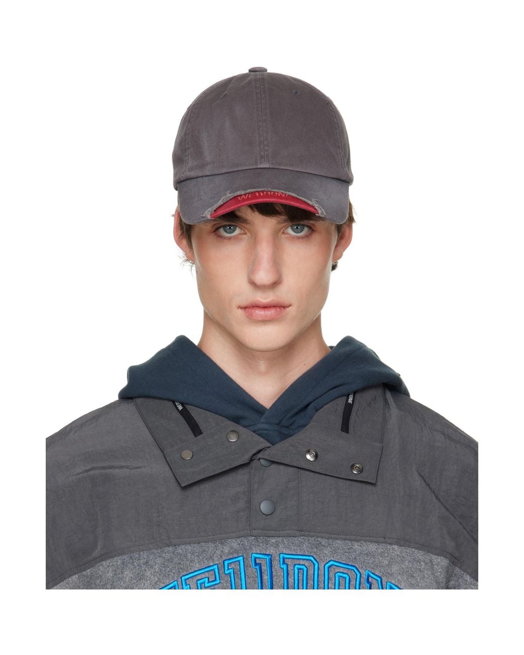 we11done Blue Distressed Cap for men