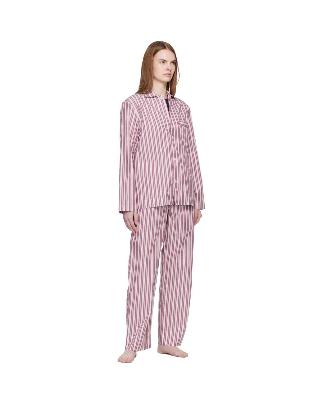 Tekla Pink Off- Poplin Long-Sleeved Pyjama Shirt