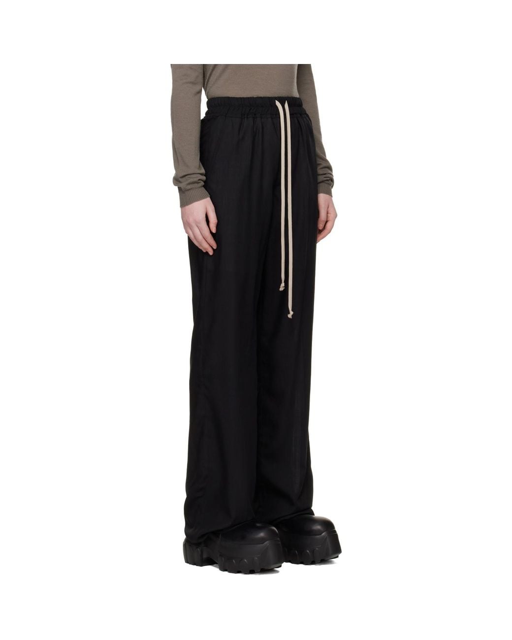Rick Owens Black Temple Dietrich Drawstring Lounge Pants