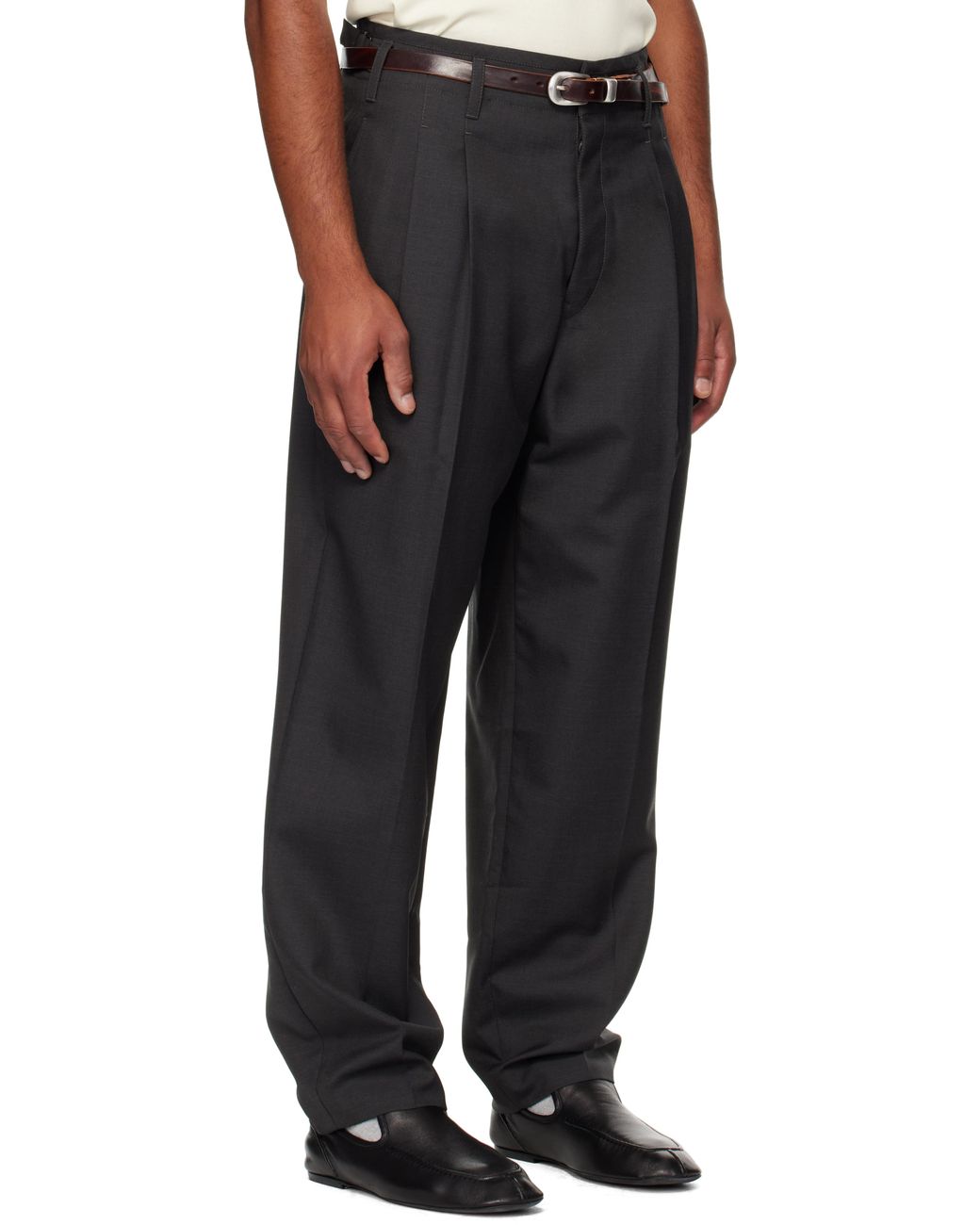Lemaire Black Pleated Trousers for men