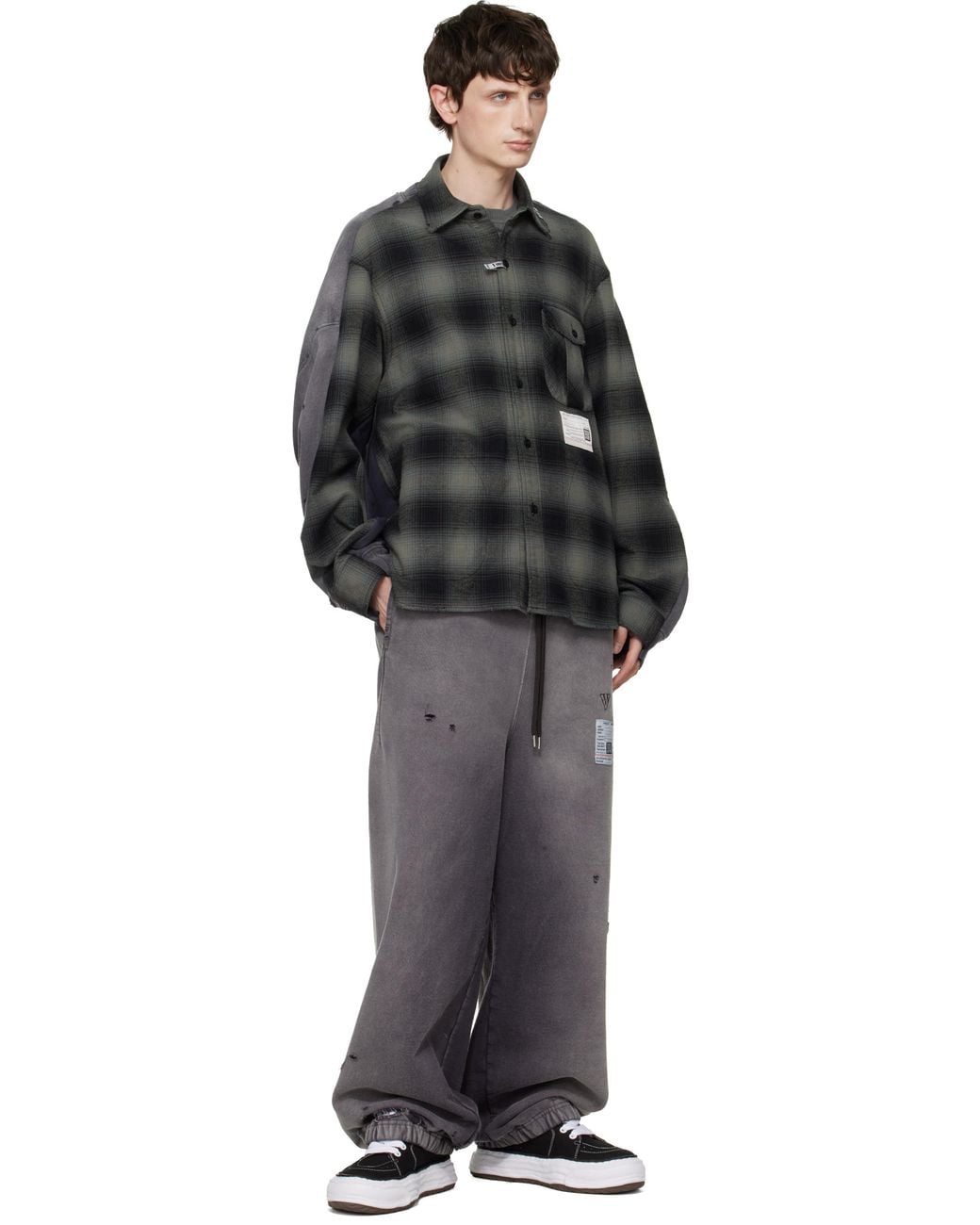 Maison Mihara Yasuhiro Black Front Back Combined Check Shirt for men