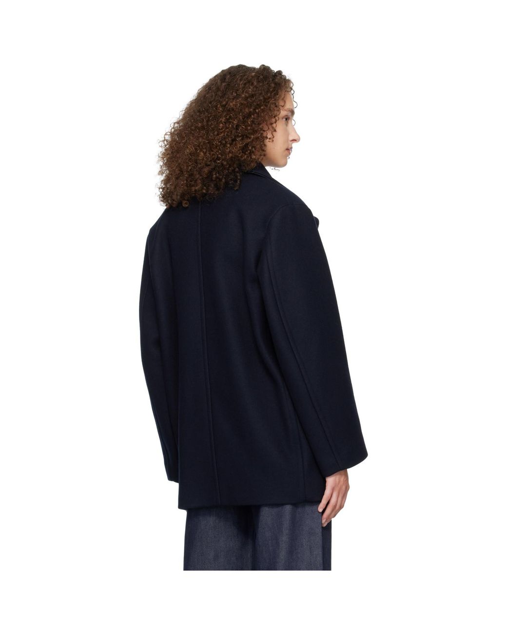 A.P.C. Recycled Wool Peacoat in Blue | Lyst UK