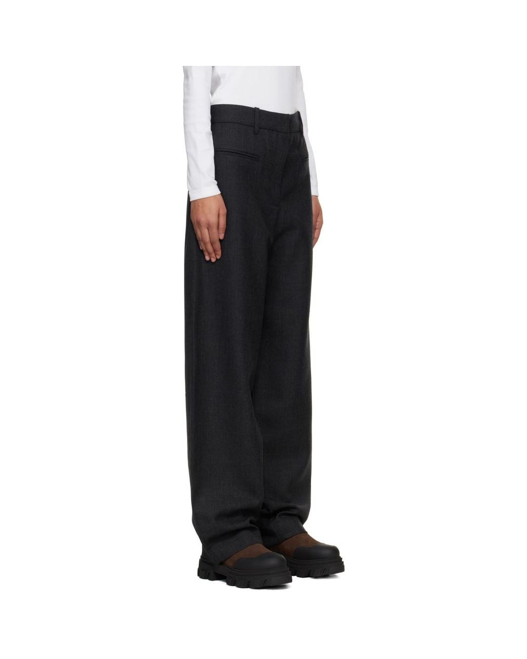 Ganni Black Wool Suiting Trousers
