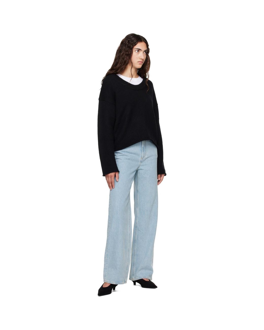 Loulou de Saison Black Derry Lds U Neck Cashmere Sweater