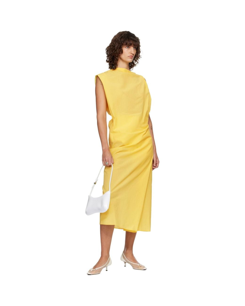 Jacquemus Yellow 'The Drap' Midi Dress