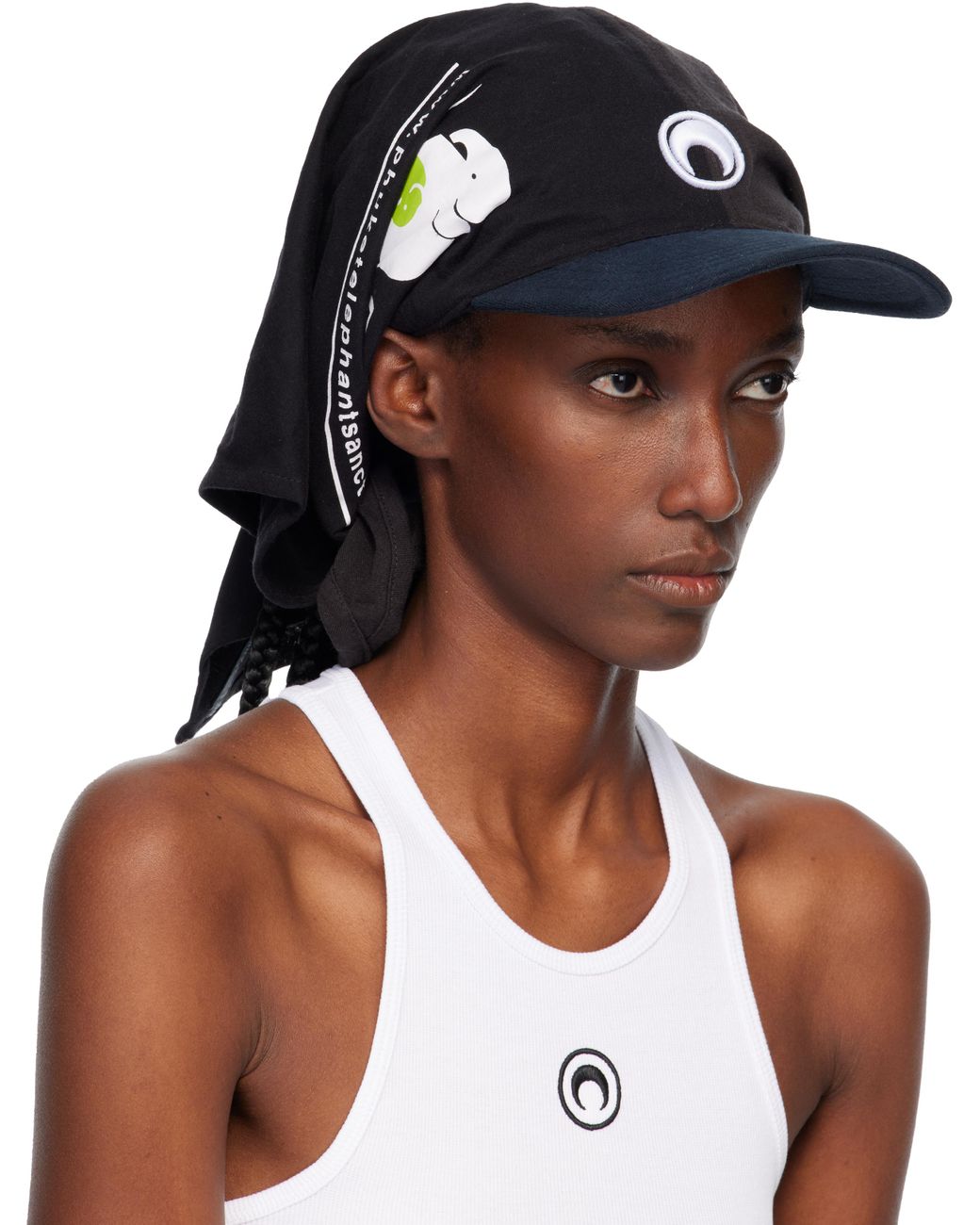 MARINE SERRE White Regenerated Graphic T-Shirts Veiled Cap