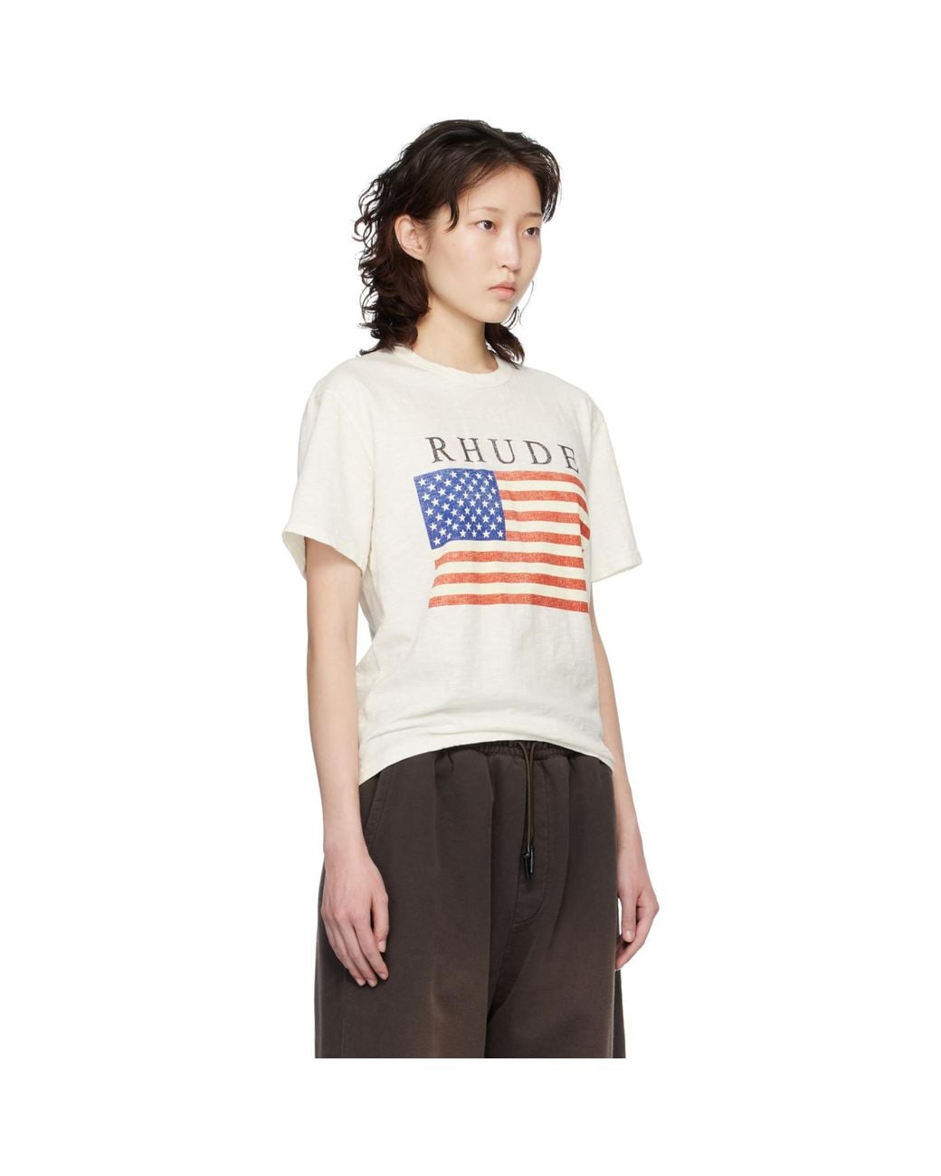 Rhude Black Off- Usa Flag Slub T-Shirt