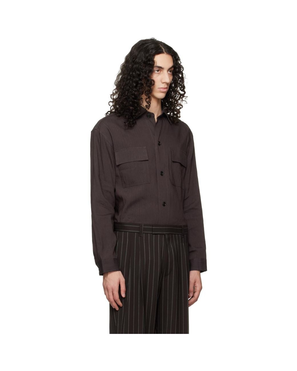 Boss Black Flap Pocket Linen Shirt for men