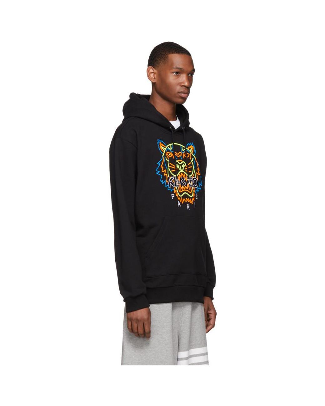 KENZO Neon Tiger Embroidered Hooded Cotton Jumper in Black for Men | Lyst  Canada