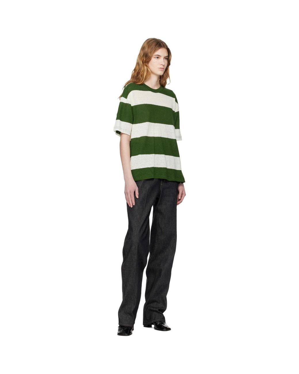 YMC Green Off- Triple Stripe T-Shirt