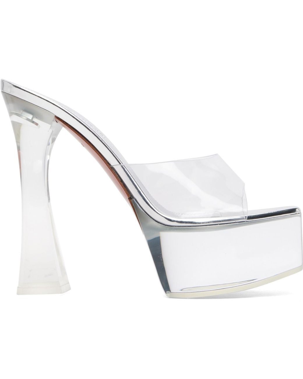 AMINA MUADDI White Dalida Glass Plateau Slipper 140 Heeled Sandals