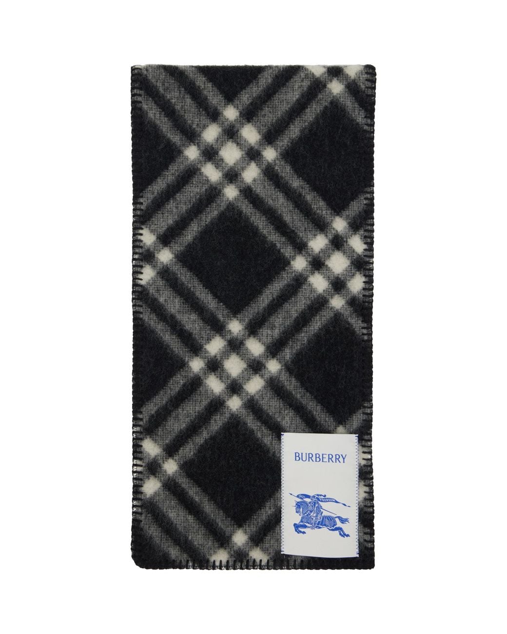 Burberry Black Off- Check Wool Scarf for men