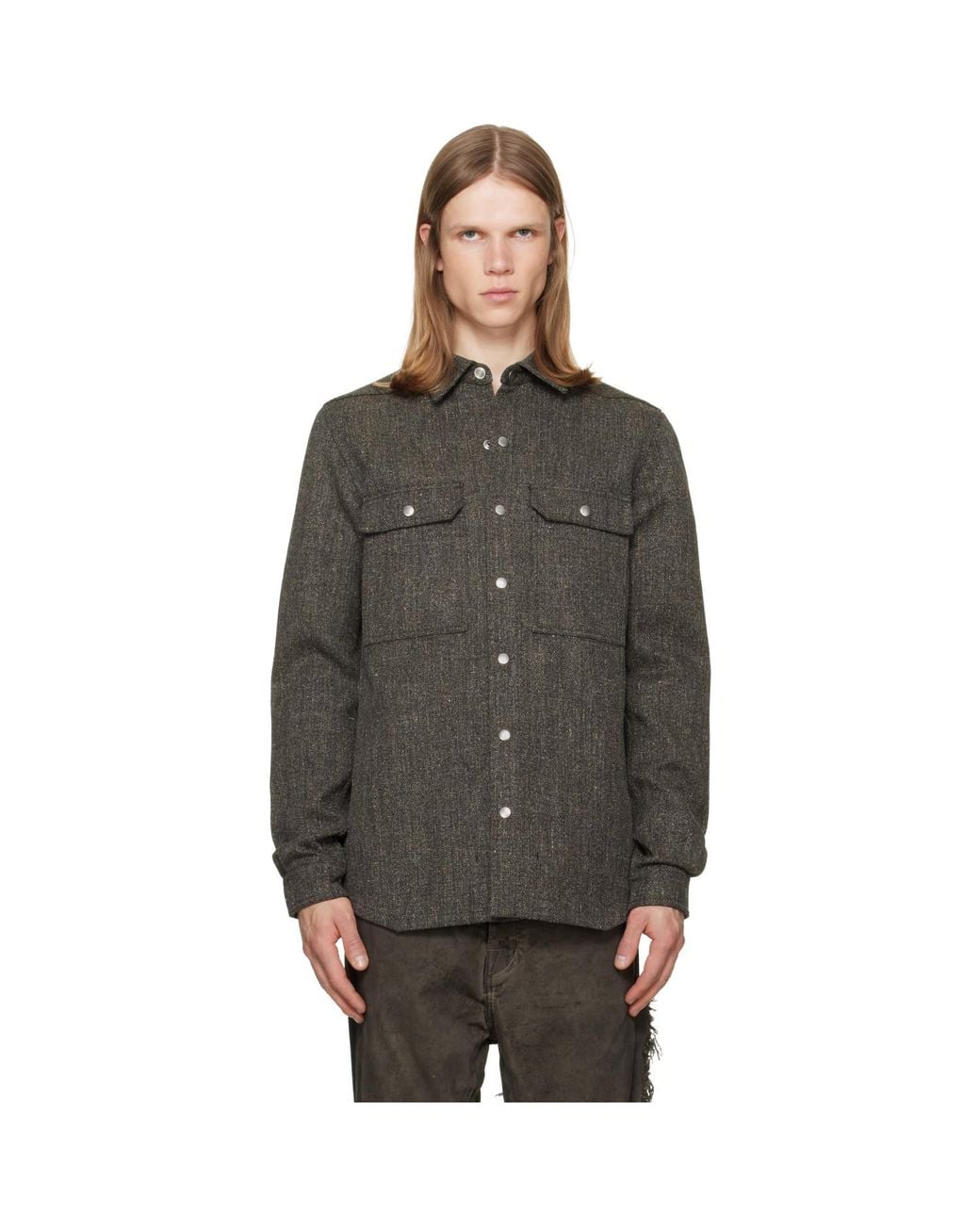 Rick Owens Gray Tower Overshirt for men