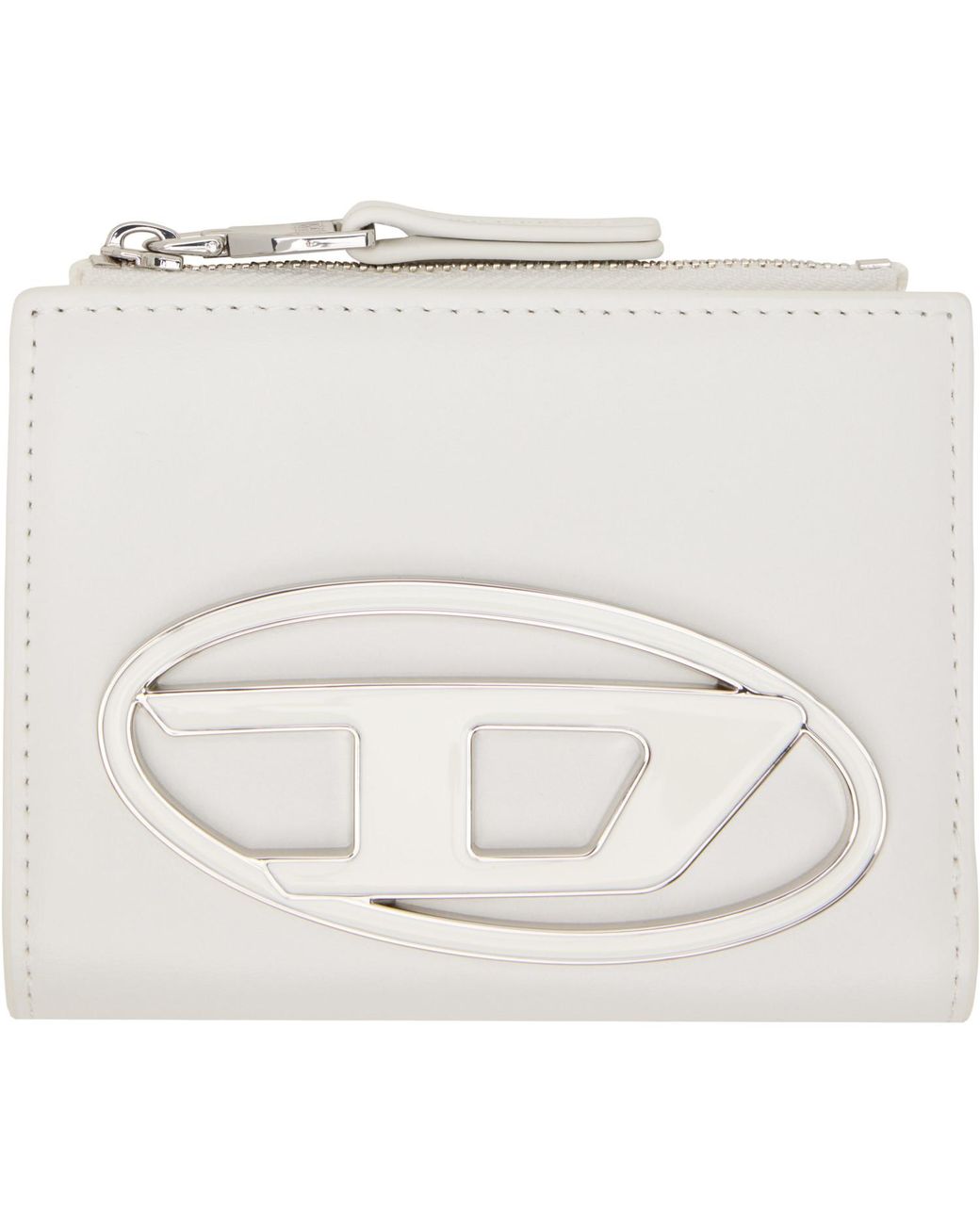 DIESEL White Logo Plaque Small Leather Wallet