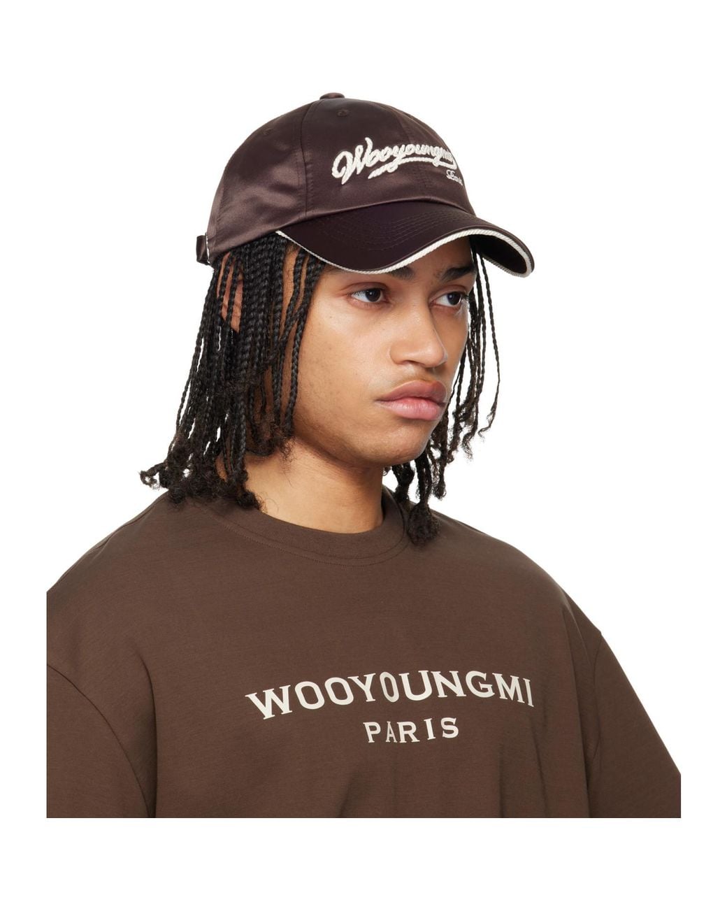 Wooyoungmi Brown Rope Embroidered Ball Cap for men