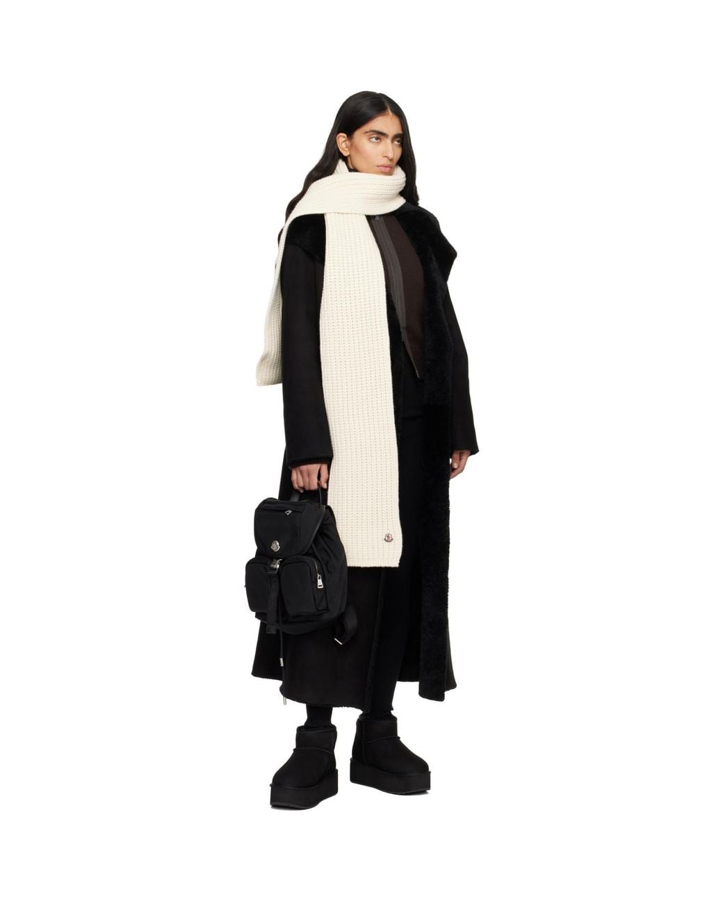 Moncler Black Off- Ribbed Scarf